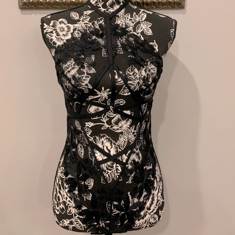 Black cut out lingerie bodysuit
